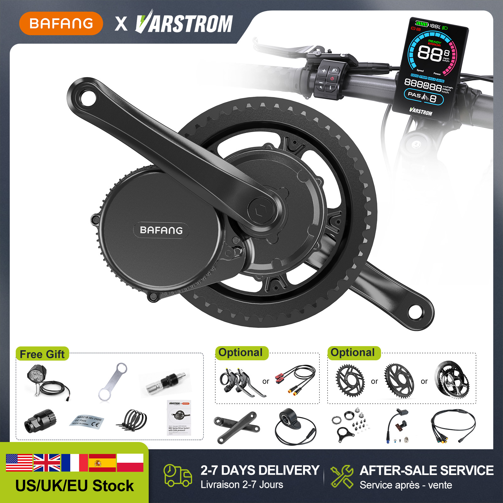 Mid Drive Motor Kit 52V 1000W - [US-Lager] BAFANG 48V 500W 750W 52V