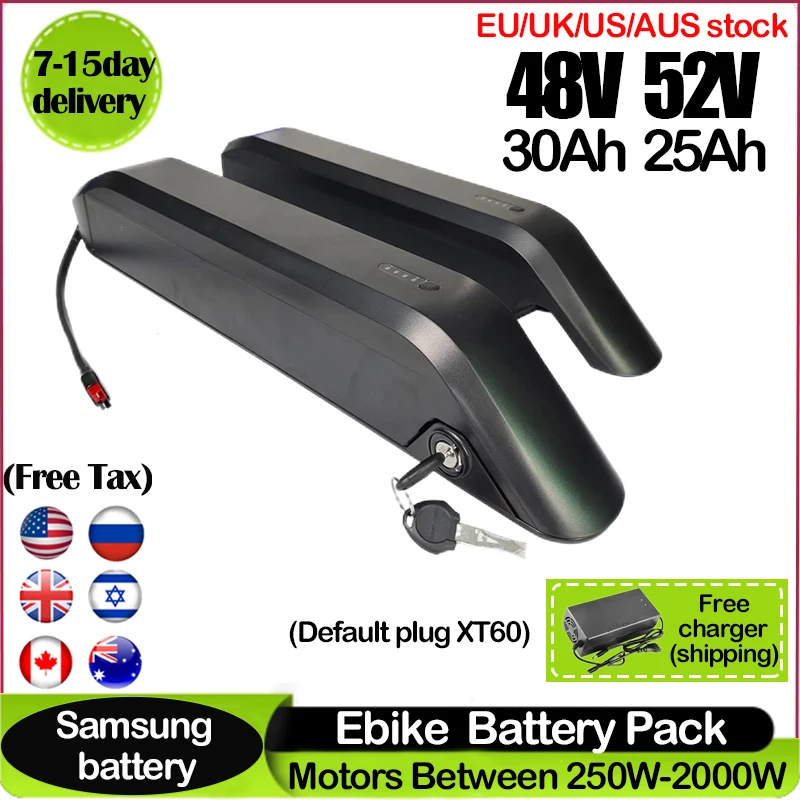 Ebike Battery 48V 20Ah Hailong - Original 18650 E-Bike Akku 48V 52V