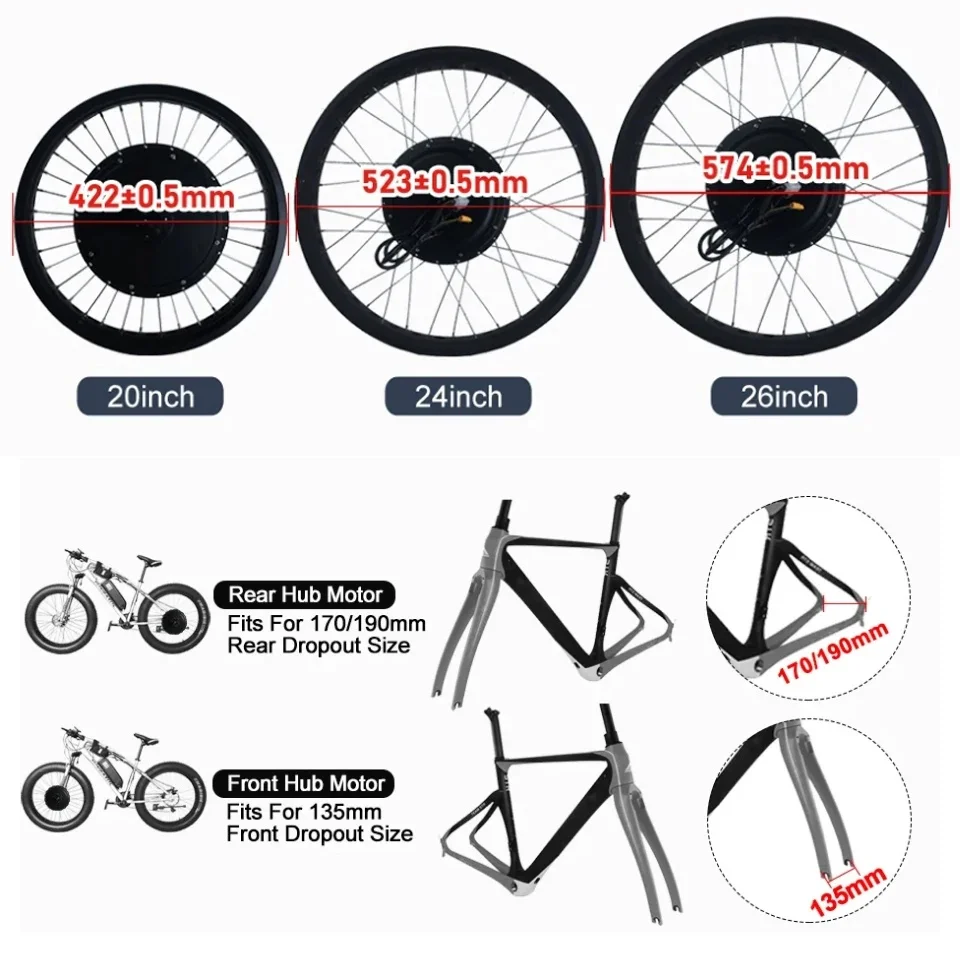 72V 3000W E-Bike Schneefahrrad – Ebike Conversion Kit 72V 3000W Bewertung und Preis